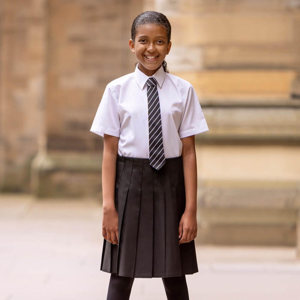 Girls Short Sleeve, Non Iron Eco-Blouse - Twin Pack