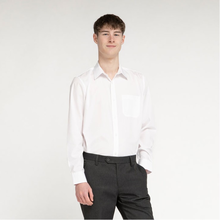 Boys Long Sleeve, Non Iron Eco-Shirt - Twin Pack 