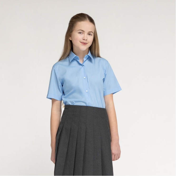 Girls Short Sleeve, Non Iron Eco-Blouse - Twin Pack