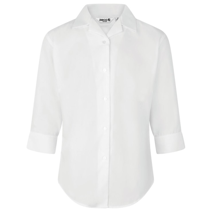 Fitted 3/4 Sleeve, Non Iron Revere Collar Blouse - Twin Pack