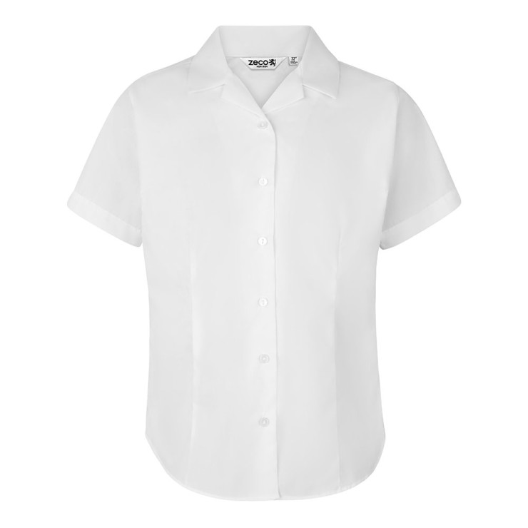 Fitted Short Sleeve, Non Iron Revere Collar Blouse - Twin Pack
