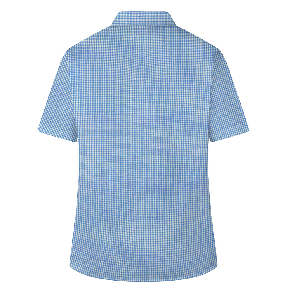 Checked Short Sleeve, Non Iron Revere Collar Blouse - Twin Pack (Made To Order)