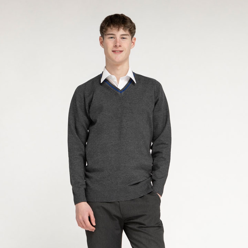 Striped Cotton Mix Knitted V-Neck Jumper (Made To Order)